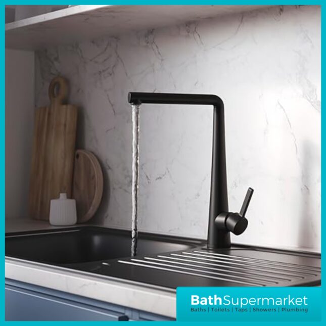 Bristan Pine Black Eco Start Easyfit Swivel Spout Single Lever Kitchen Mixer Tap