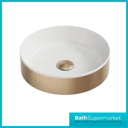 Sognare KOKO Fluted Round Metallic Brushed Brass Countertop Basin 360mm