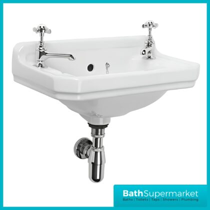 Tavistock Victoria White Wall Hung 2 Tap Hole Cloakroom Basin 500mm