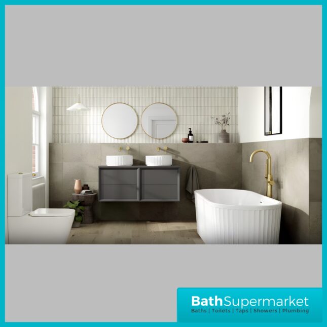 AquaVolere White Fluted Round Counter Top Washbowl Basin 400mm