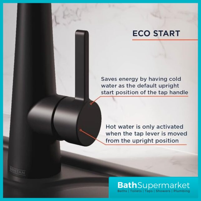 Bristan Pine Black Eco Start Easyfit Swivel Spout Single Lever Kitchen Mixer Tap