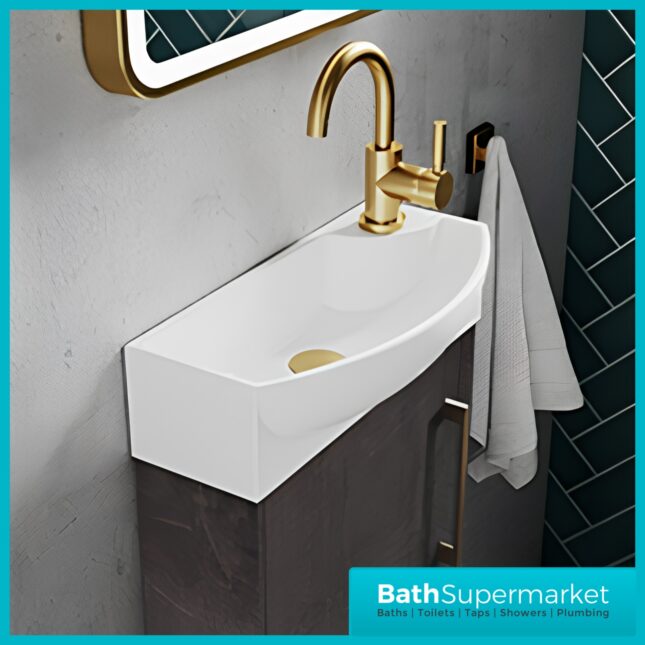 Hudson Reed Juno Compact Metallic Slate Wall Hung Basin Unit 450mm Wide RH & LH