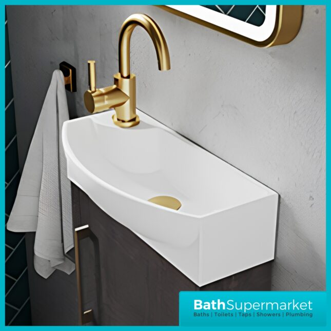 Hudson Reed Juno Compact Metallic Slate Wall Hung Basin Unit 450mm Wide RH & LH