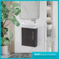 Hudson Reed Juno Compact Metallic Slate Wall Hung Basin Unit 450mm Wide RH & LH