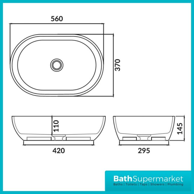 Sognare Neo White Rectangular Counter Top Basin - Gloss Or Matte Finish 560mm