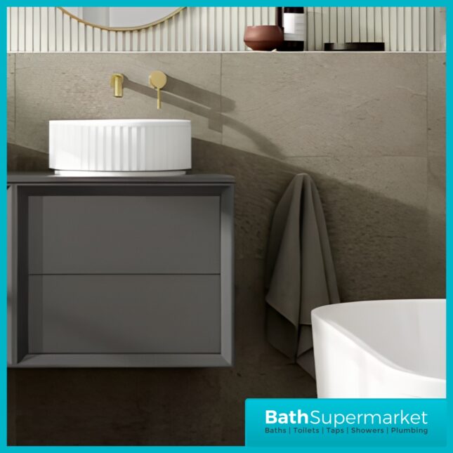 AquaVolere White Fluted Round Counter Top Washbowl Basin 400mm