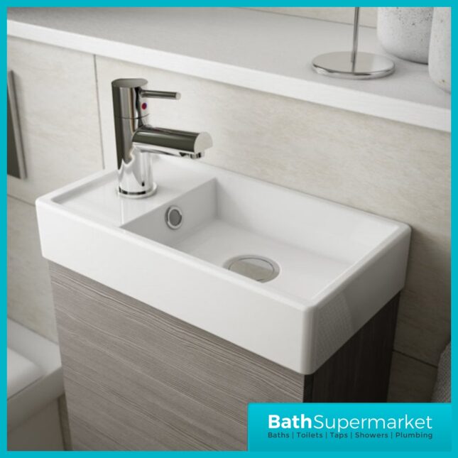 Nuie Vault Satin Soft Black Wall Mounted Cloakroom Basin Vanity Unit 400mm Wide