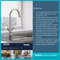 Bristan Fern Stainless Steel Easyfit Swan Neck Swivel Spout Twin Lever Kitchen Mixer Tap