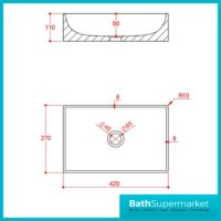 Sognare Sanctuary Arabescato White Rectangle Countertop Marble Basin 420mm