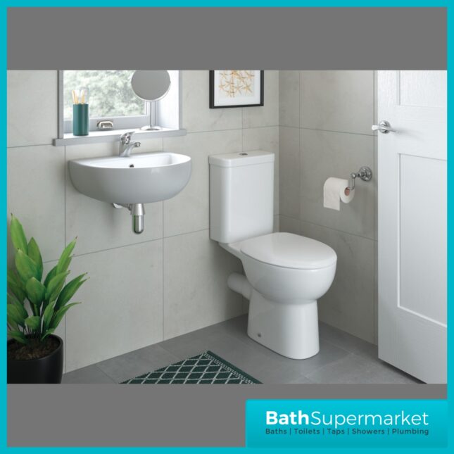 AquaVolere Florence White Wall Hung 1TH Cloakroom Basin & Chrome Bottle Trap