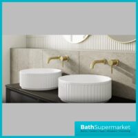 AquaVolere White Fluted Round Counter Top Washbowl Basin 400mm