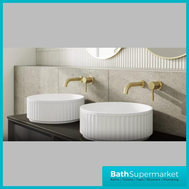 AquaVolere White Fluted Round Counter Top Washbowl Basin 400mm