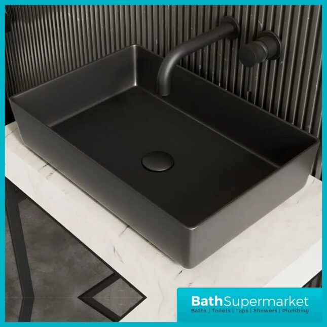 Sognare CORE Metal Rectangular Matte Black Countertop Basin 526mm