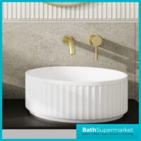 AquaVolere White Fluted Round Counter Top Washbowl Basin 400mm