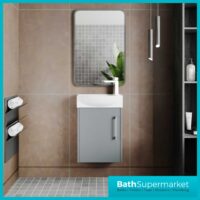 Hudson Reed Juno Compact Coastal Grey Wall Hung Basin Unit 450mm Wide RH & LH