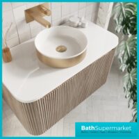Sognare KOKO Fluted Round Metallic Brushed Brass Countertop Basin 360mm