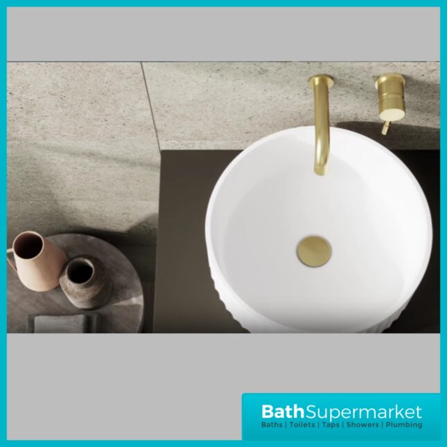 AquaVolere White Fluted Round Counter Top Washbowl Basin 400mm