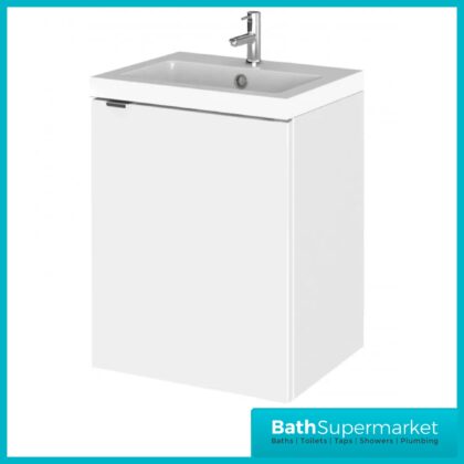 Hudson Reed Fusion White Wall Hung Centre Tap Hole Compact Basin Unit 400mm
