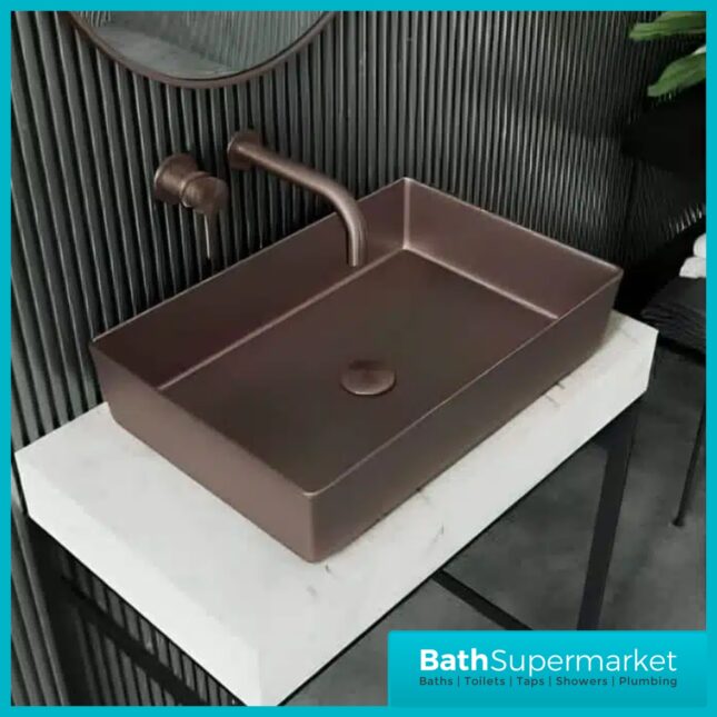 Sognare CORE Metal Rectangular Brushed Bronze Countertop Basin 526mm