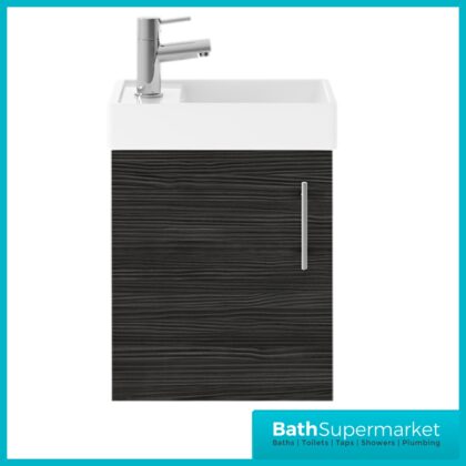 Nuie Vault Charcoal Black Wall Mounted Cloakroom Basin Unit 400mm Wide