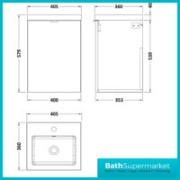 Hudson Reed Fusion Bleached Oak Wall Hung Centre Tap Hole Basin Unit 400mm