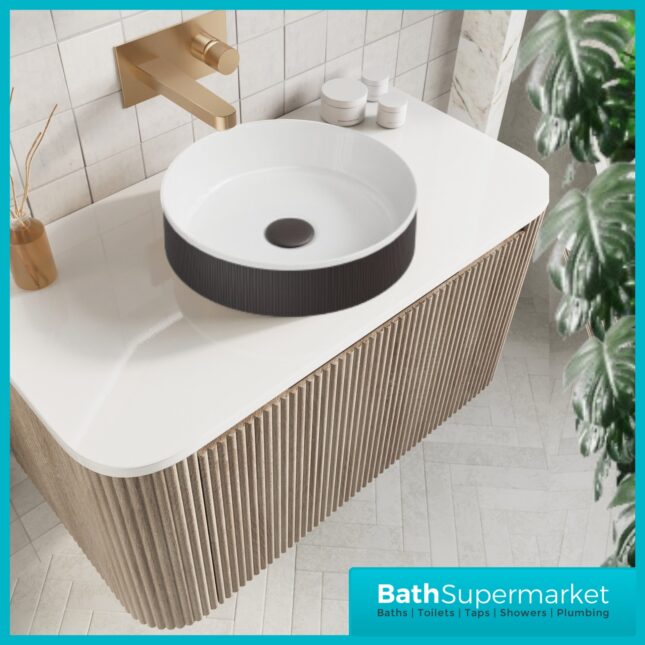 Sognare KOKO Fluted Round Matt Black Countertop Basin 360mm