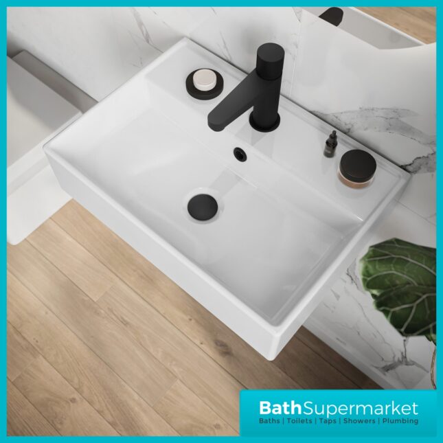 Sognare New White Rectangle Countertop/Wall-Hung 1 Tap Hole Basin 560mm