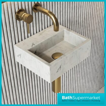 Sognare Sanctuary Venato White Marble Wall Hung Cloakroom Basin 300mm