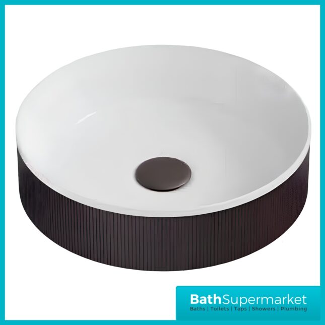 Sognare KOKO Fluted Round Matt Black Countertop Basin 360mm
