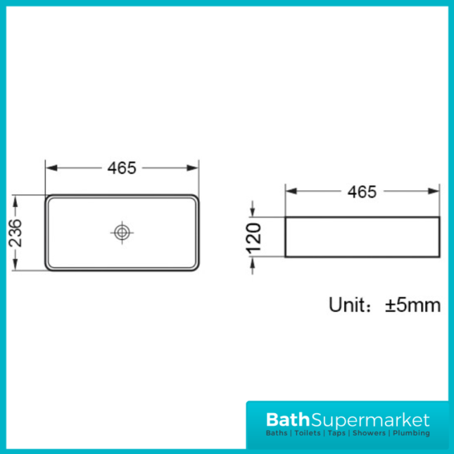 Sognare Riviera Gloss White Rectangle Countertop Basin 460mm