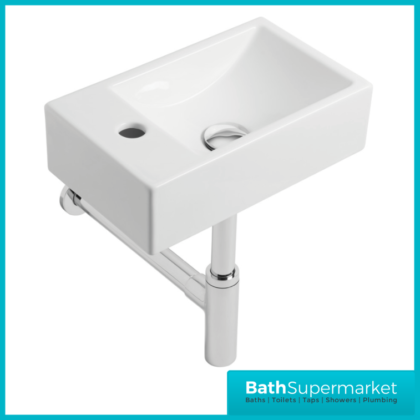 Tavistock Matrix Compact White Wall Hung Left Hand 1 Tap Hole Basin