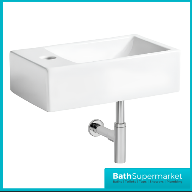 Tavistock Matrix Compact White Wall Hung Left Hand 1 Tap Hole Basin