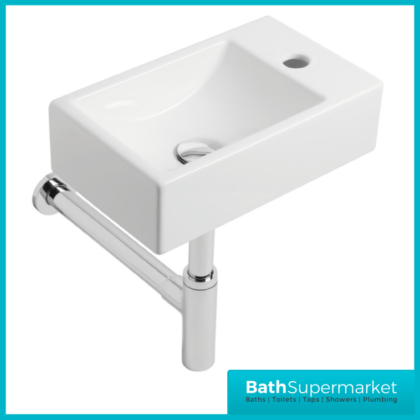 Tavistock Matrix Compact White Wall Hung Right Hand 1 Tap Hole Basin