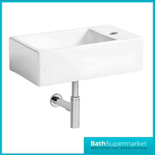 Tavistock Matrix Compact White Wall Hung Right Hand 1 Tap Hole Basin