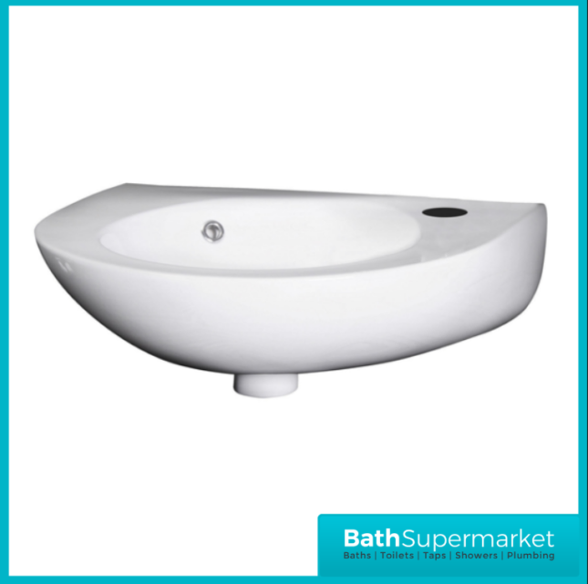 Nuie Melbourne White Rounded Wall Hung Cloakroom Basin 1 Tap Hole 350mm Width