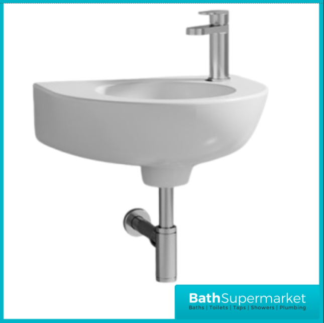Nuie Melbourne White Rounded Wall Hung Cloakroom Basin 1 Tap Hole 350mm Width