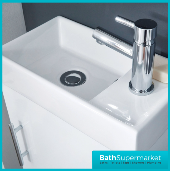 Sognare Lanza Gloss White Wall Mounted Cloakroom Vanity Basin Unit 400mm Wide