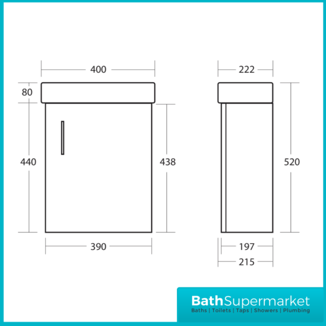 Sognare Lanza Gloss White Wall Mounted Cloakroom Vanity Basin Unit 400mm Wide