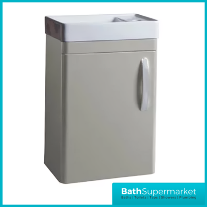 Tavistock Compass Gloss Light Grey Wall Mounted Cloakroom Vanity Basin Unit 450mm
