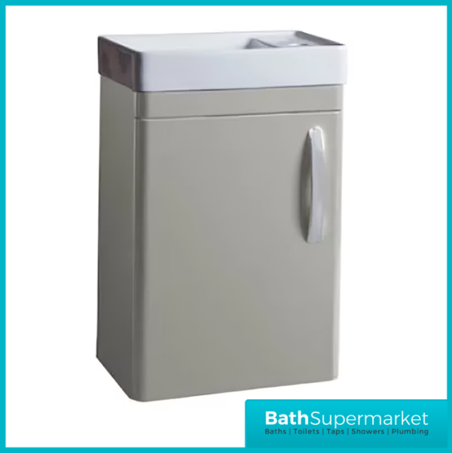 Tavistock Compass Gloss Light Grey Wall Mounted Cloakroom Vanity Basin Unit 450mm