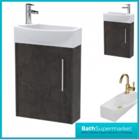 Hudson Reed Juno Compact Metallic Slate Wall Hung Basin Unit 450mm Wide RH & LH
