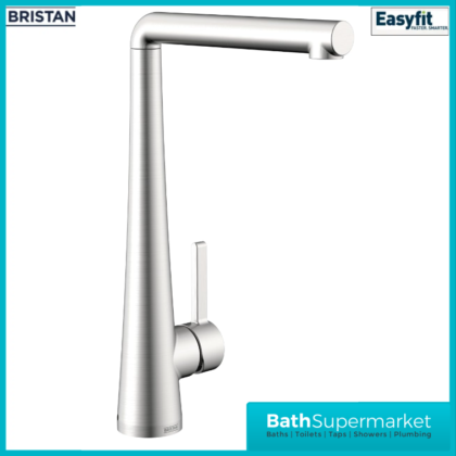 Bristan Pine Stainless Steel Eco Start Easyfit Swivel Spout Single Lever Kitchen Mixer Tap