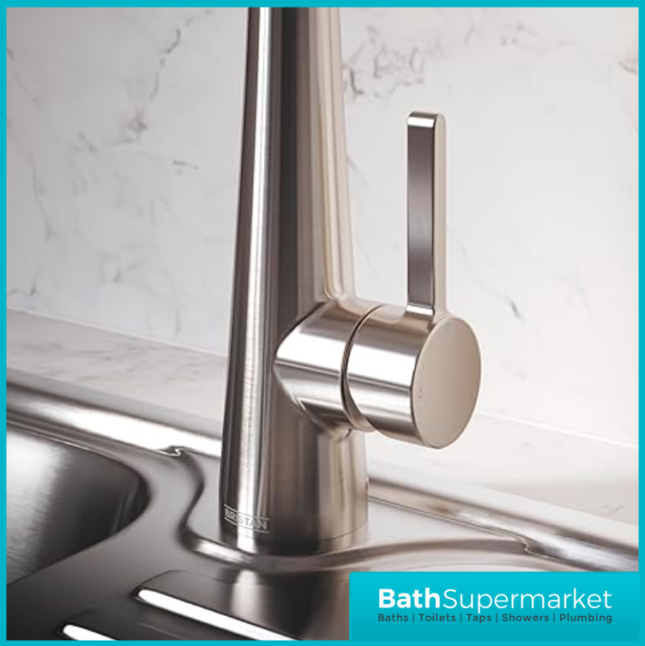 Bristan Pine Stainless Steel Eco Start Easyfit Swivel Spout Single Lever Kitchen Mixer Tap