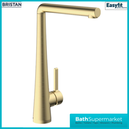 Bristan Pine Brushed Brass Eco Start Easyfit Swivel Spout Single Lever Kitchen Mixer Tap