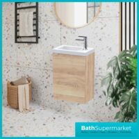 Hudson Reed Fusion Bleached Oak Wall Hung Compact Vanity Basin Unit 400mm