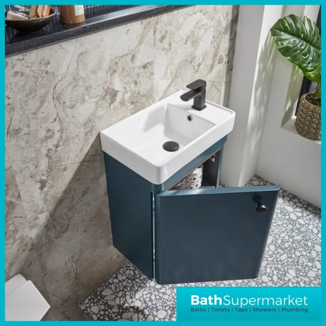 Tavistock Compass Viridian Green Wall Mounted Cloakroom Vanity Basin Unit 450mm