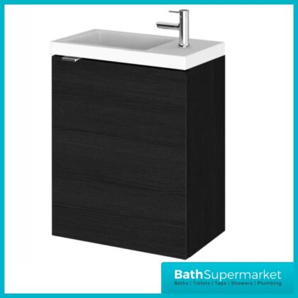 Hudson Reed Fusion Charcoal Black Wall Hung Compact Vanity Basin Unit 400mm