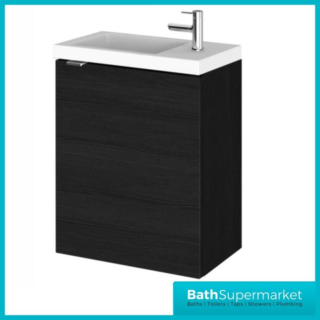 Hudson Reed Fusion Charcoal Black Wall Hung Compact Vanity Basin Unit 400mm