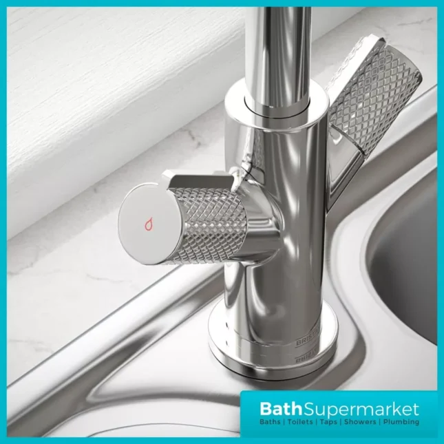 Bristan Fern Chrome Easyfit Swan Neck Swivel Spout Twin Lever Kitchen Mixer Tap