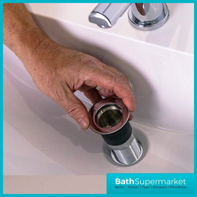 Ellsi Chrome Round Unslotted Click Clack Basin Waste Top-Fix